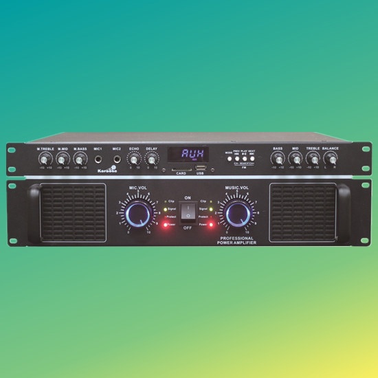 Professional power amplifier with Bluetooth, USB and FM radio